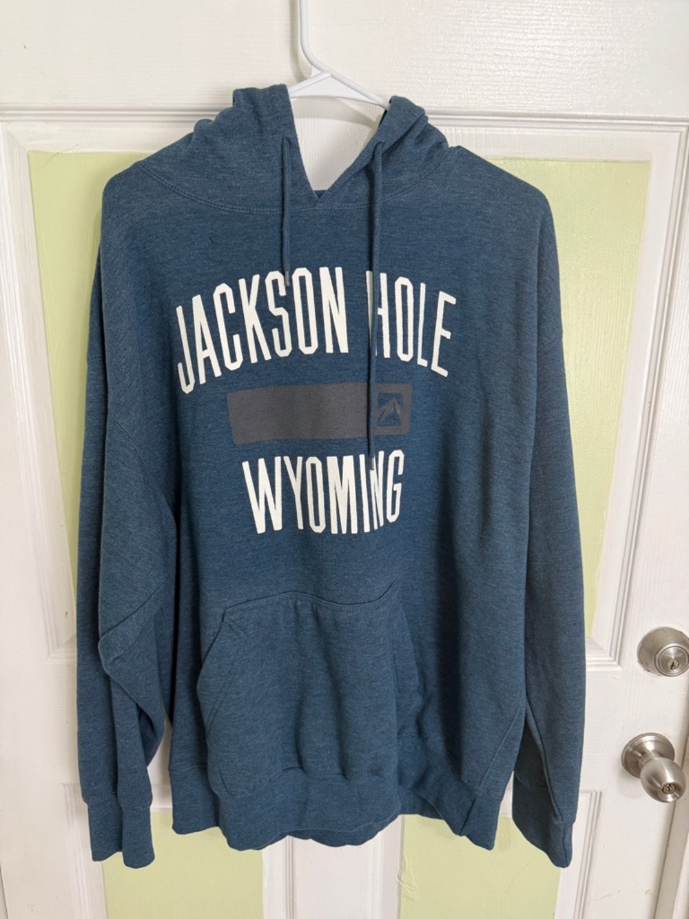 Jackson Hole Wyoming Blue Hooded Pullover Sweatshirt, Size: XL Blue